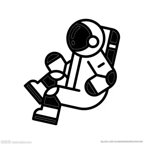 黑白插画宇航员元素