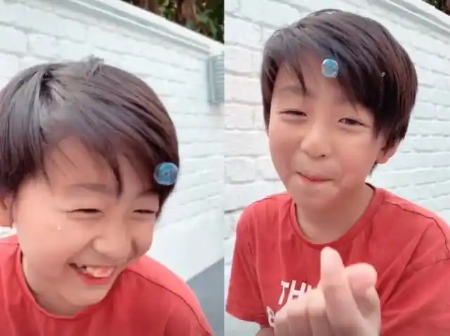 张柏芝为次子庆生谢振南斜刘海颇似谢霆锋小儿子蓝衣绿裤抢镜