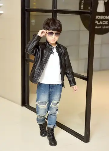 2016春秋季新款童装男童皮衣儿童皮衣女皮夹克中大童外套