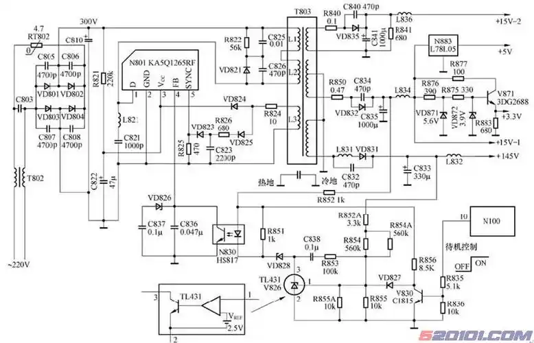 ka5q1265rf组成的开关电源原理与检修(图)_家电维修_数码家电网