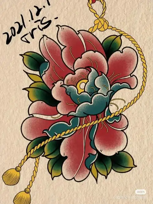 有认真 牡丹纹身手稿合集