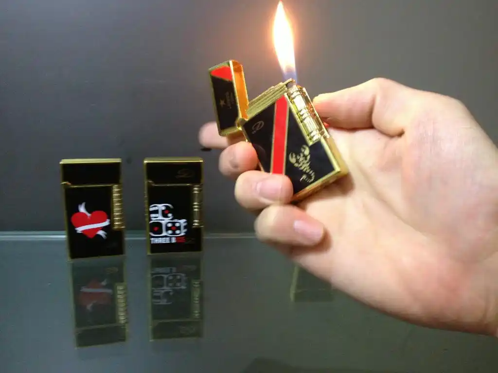 朗声翻盖打火石明火打火机充气 砂轮火机边打