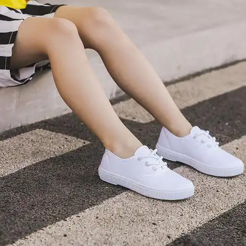 儿童小白鞋男童女童帆布透气女孩白色白网鞋白胶鞋运动布鞋小学生