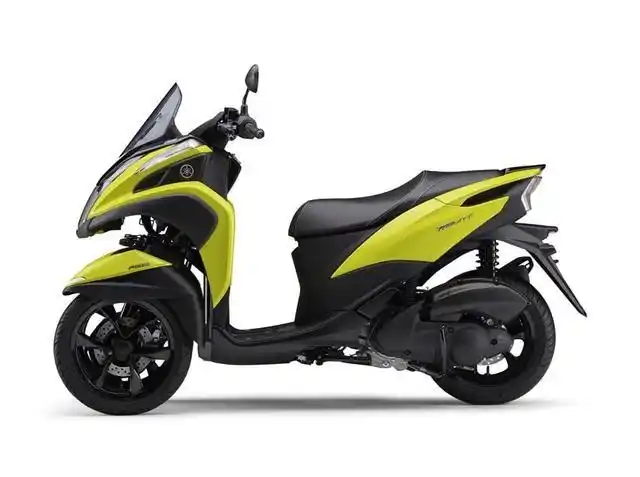 雅马哈2021年款tricity125摩托车萤光黄新色亮相