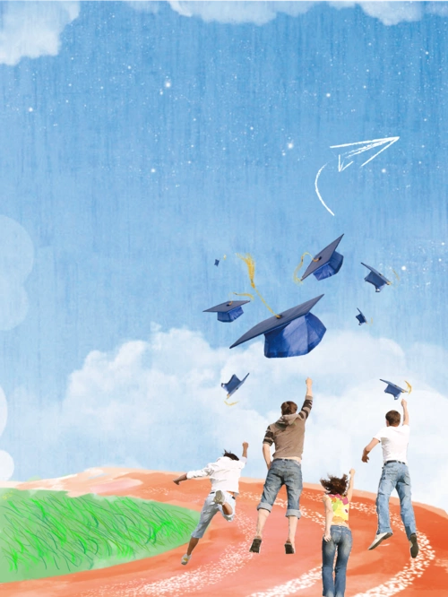 手绘插画青春毕业季海报设计背景素材