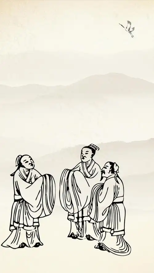 中国风古人对诗h5背景psd分层素材