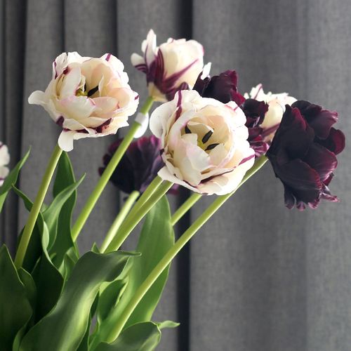 清汤卧果 高贵神秘长枝复瓣郁金香仿真花 客厅别墅轻奢装饰假花