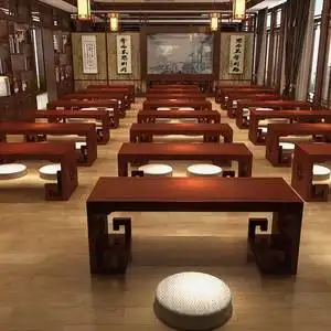 仿古清仓学堂实国木桌椅幼儿园双人小学生中式书桌画书法桌0人付款