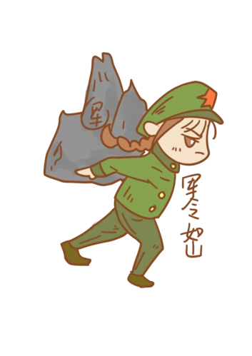 建军节表情军令如山女军人插画