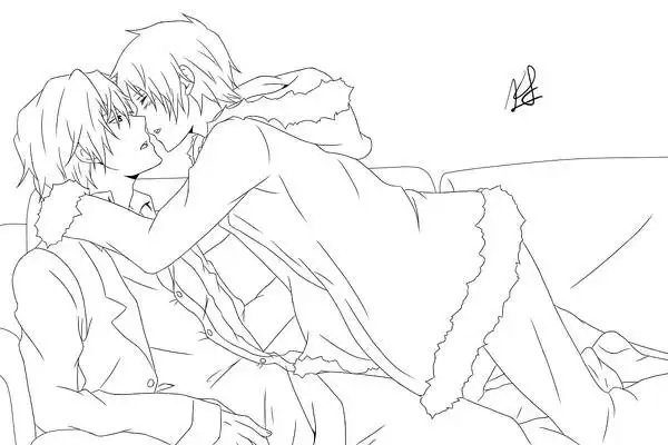 求耽美kiss图线稿!