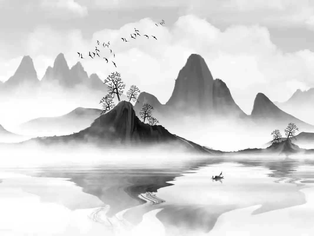 一翁一舟一蓑笠,独钓江南烟雨中 古风山水画虽然大部分只有只有一白一