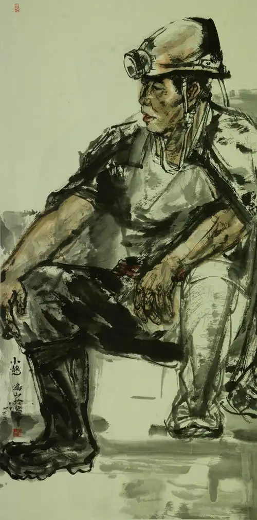 沙鸿山水墨人物写生作品欣赏