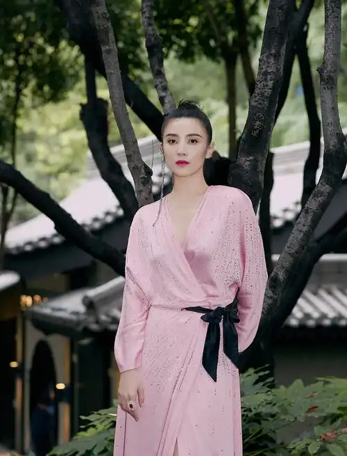 宋佳穿粉色长裙精致优雅大秀美腿雪肤