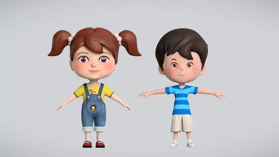 卡通人物三维建模动画角色三维人物小男孩卡通形象设计