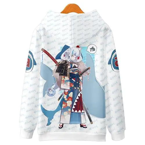 林中寻定制款gawrgura鲨鱼娘噶呜古拉周边连帽卫衣男女动漫二次元外套