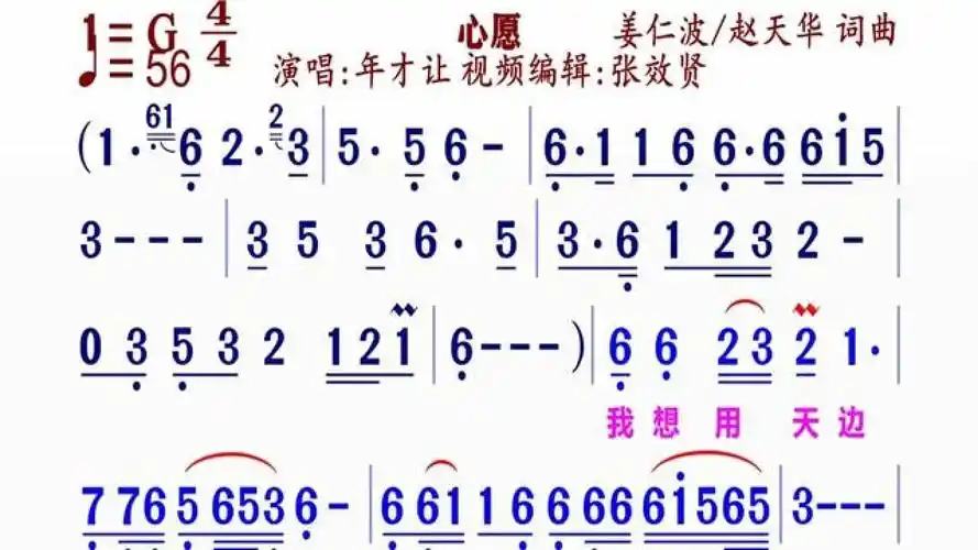 《心愿》简谱年才让演唱#动态谱