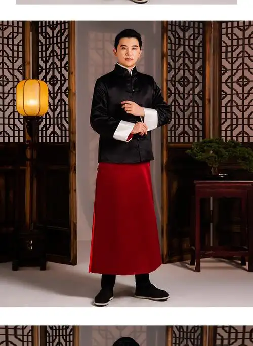 影视古装民国老爷服男款长衫马褂影楼写真全家福长袍舞台剧演出服