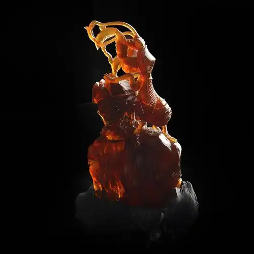 56.76克 缅甸天然金棕珀 《螳螂扑蝉》摆件(配紫檀底座)