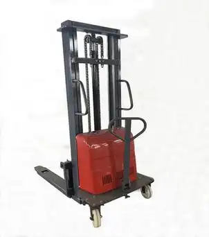 手推电升降液压叉车 半电动升高车堆高机 电动叉车推高车托盘车