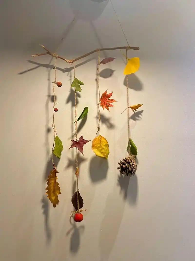 秋天可以做的手工969493树叶风铃    换了几个叶子95 图三是