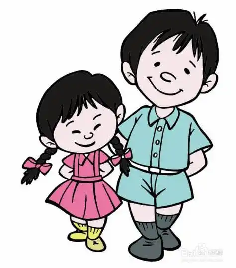 小兄妹俩简笔画