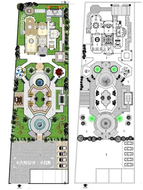庄园平面花园中的别墅