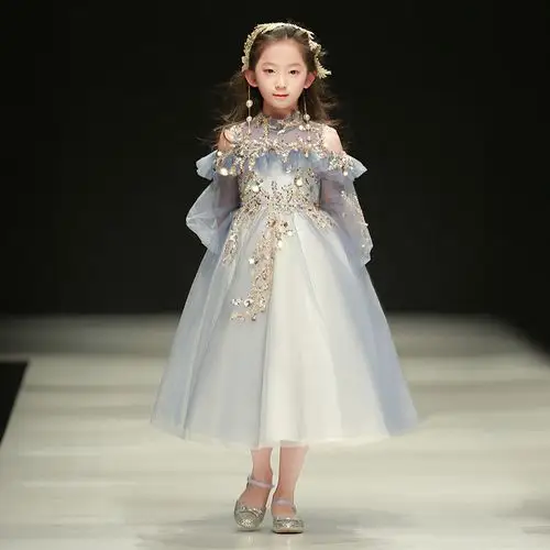 女童礼服公主儿童生日钢琴演出服走秀小女孩主持人儿童礼服
