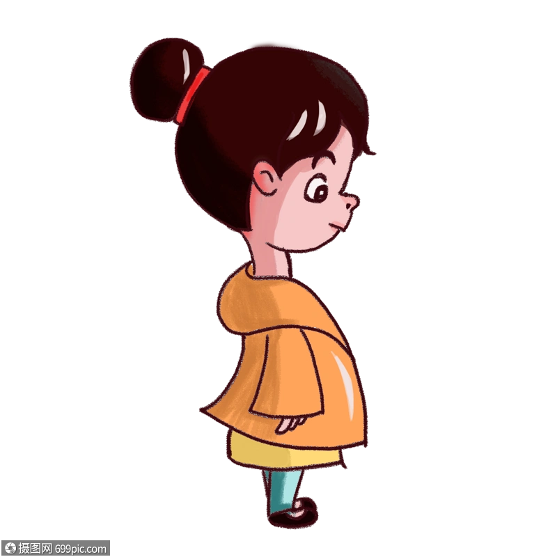 手绘/卡通元素 侧立的女孩.psd