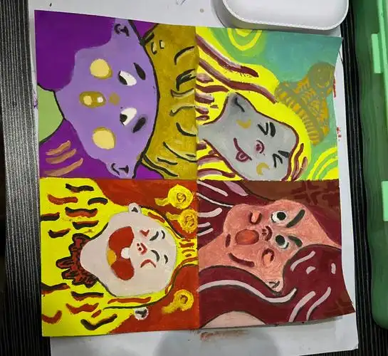 喜怒哀乐  #色彩构成  #水粉画