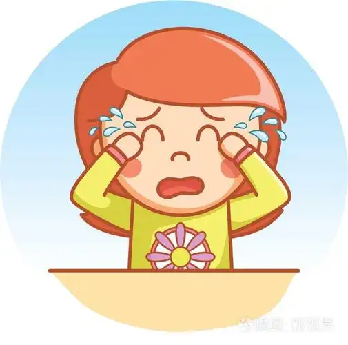 哭泣的女孩卡通插图