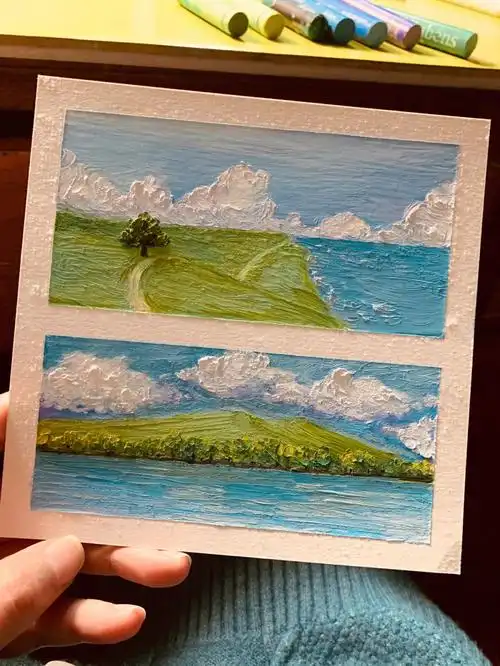 油画棒|简简单单入门小风景,却充实一下午