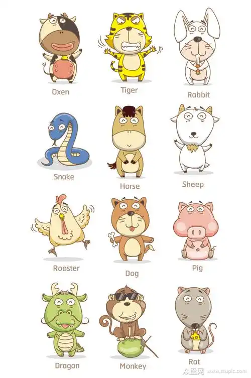 卡通动物动漫十二生肖模板下载-编号320487-众图网