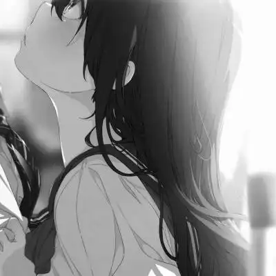 动漫女生头像高清黑白图片