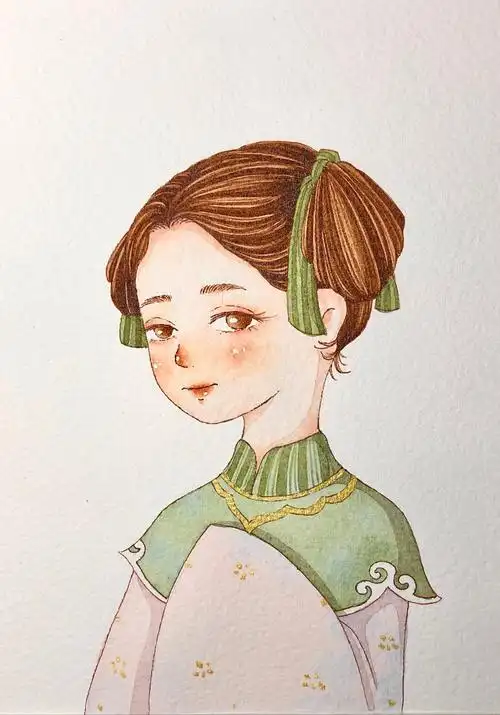 森系水彩人物绘今日份