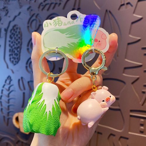 资秒迪猪拱白菜情侣挂件创意情侣对扣和你贴贴兔子钥匙扣可爱公仔钥匙