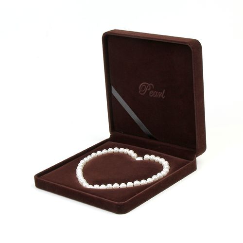 高档绒布心形珍珠项链包装 盒珍珠项链盒子礼物盒母亲节送妈妈礼物