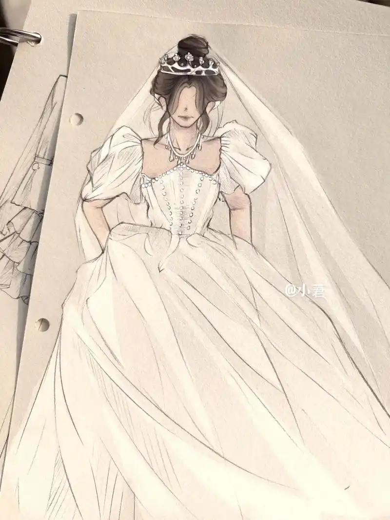绘画过程图 #婚纱礼服 在你眼中 我是谁 - 抖音