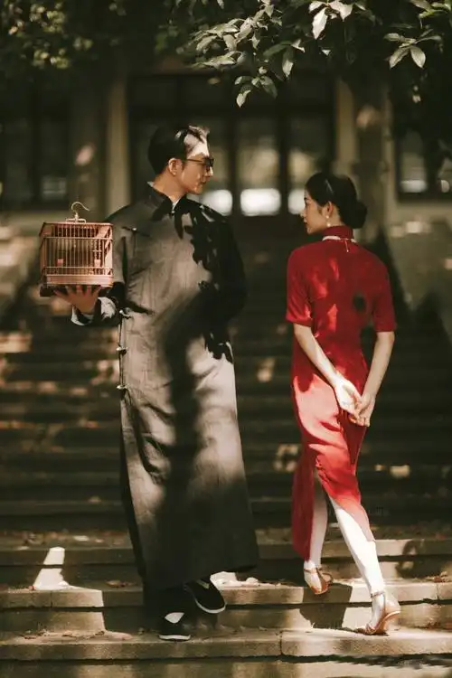 影楼拍照主题服装摄影街拍款情侣写真女民国复古旗袍中国风艺术照