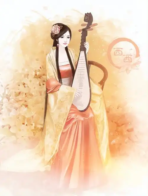 琵琶的诗词大全和古风琵琶美人插画