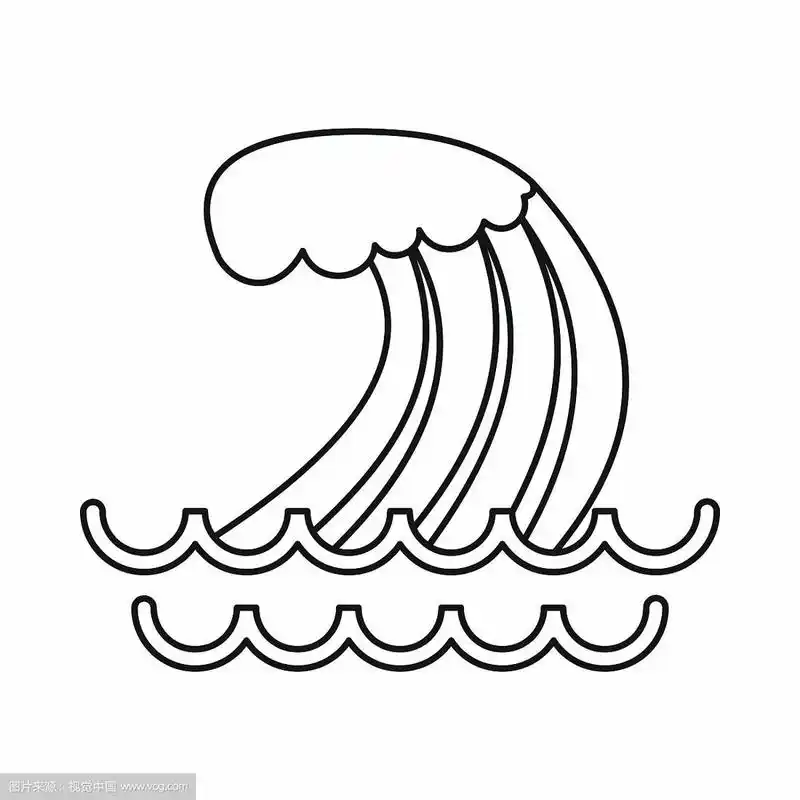 海啸波浪图标轮廓风格