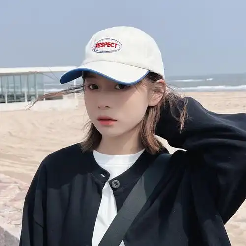 韩版撞鸭舌帽子女春夏季百搭带子字母刺绣棒球帽防晒帽子