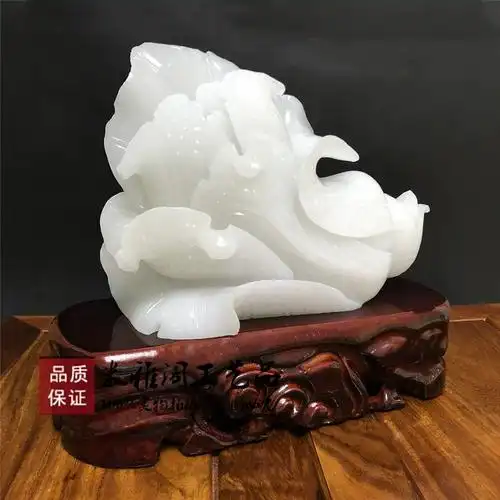 玉白菜摆件客厅玉石纯手工雕刻玄关办公装饰品乔迁开业礼品工艺品