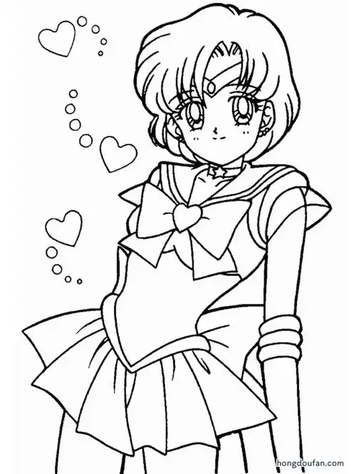7张美少女战士可爱公主涂色图片免费下载-红豆饭小学生简笔画大全