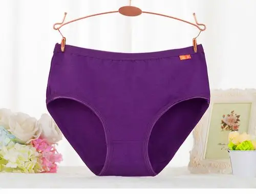 润莎棉质女式中老年人三角裤纯色肥婆大妈咪中腰女士内裤批发多码