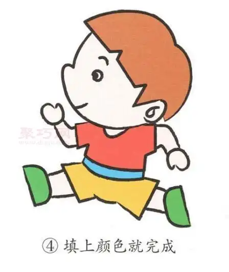 小朋友画奔跑的小男孩简笔画怎么画