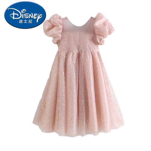 迪士尼(disney)女大童甜美连衣裙夏季2024女生泡泡袖公主裙女孩夏款