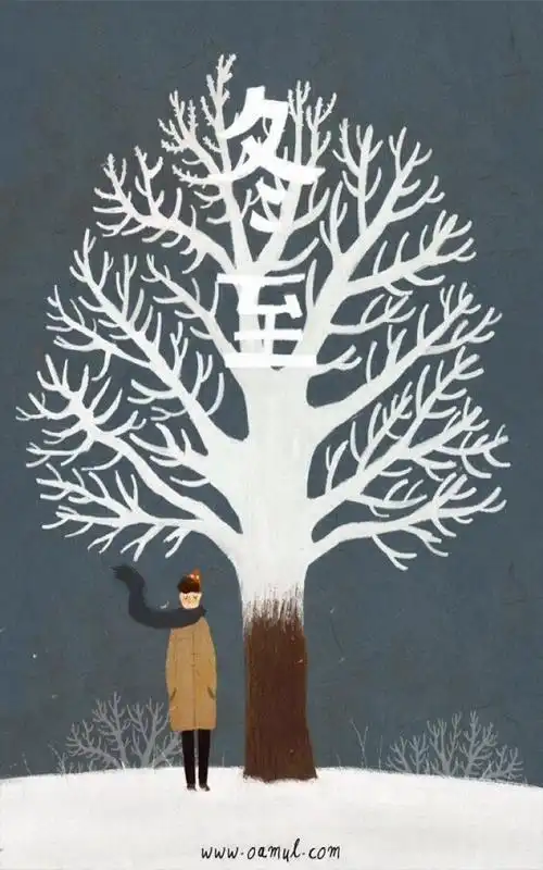 冬至手绘插画暖写真,高清图片,手机锁屏桌面-壁纸族