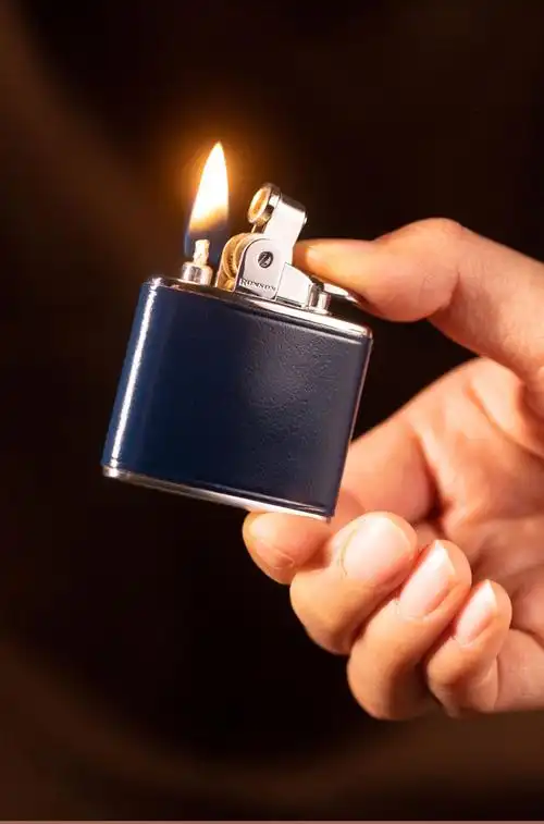 升级款朗森打火机ronson朗森老式按压煤油打火机手工定制马臀皮款复古