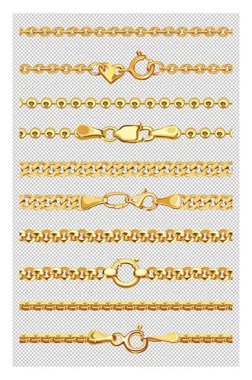 手绘金链子金项链黄金首饰图片素材