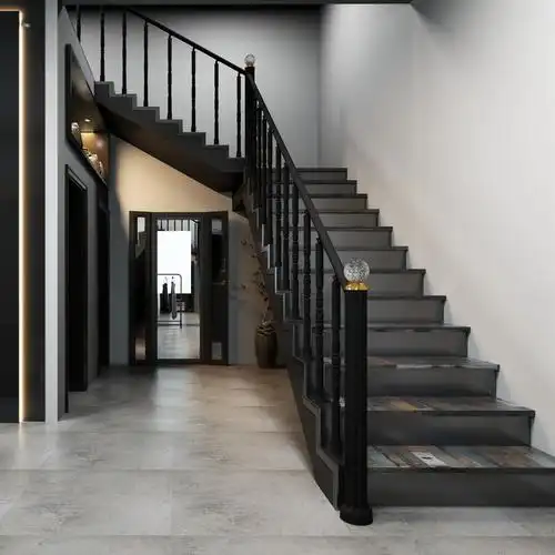 北欧轻奢简约现代立柱楼梯扶手仿木pvc阳台楼梯扶手